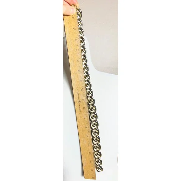 Vtg Chunky Chain Link Bold Statement Necklace 17" 80s Gold Tone Womens Jewelry - Picture 7 of 7